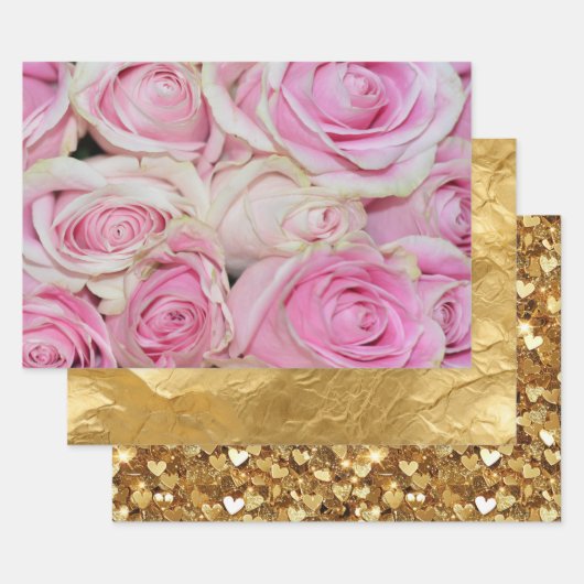 Feuille De Papier Cadeau Plutôt romantique rose crème rose (Lot)