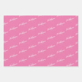Feuille De Papier Cadeau Plutôt rose Motif Floral Monogramme (Devant 3)