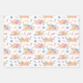 Feuille De Papier Cadeau Plutôt rose Motif Floral Monogramme (Devant)