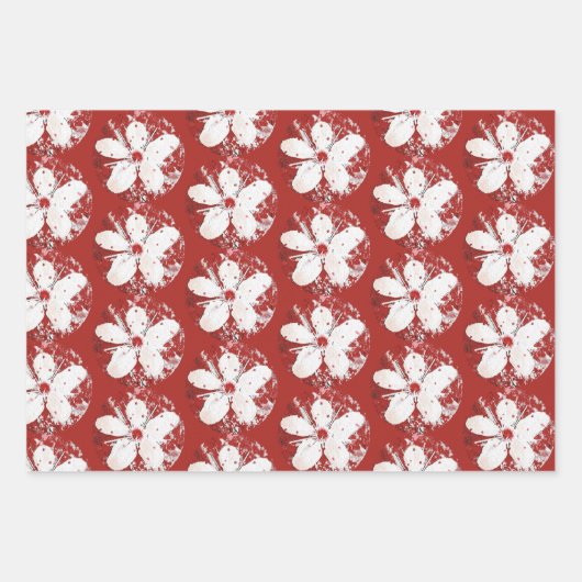 Feuille De Papier Cadeau Poésie cerise en fleurs rouge blanc élégant sakura (Devant 2)
