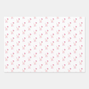 Feuille De Papier Cadeau Poiche rose caricature Posh Paws  