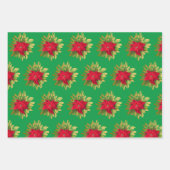 Feuille De Papier Cadeau Poinsettia 3 Coordination Noël (Devant)