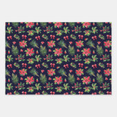 Feuille De Papier Cadeau Poinsettia 3 Coordonnant Noël (Devant 2)
