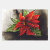 Feuille De Papier Cadeau Poinsettia de Noël (Devant 3)