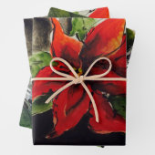 Feuille De Papier Cadeau Poinsettia de Noël (En situation)