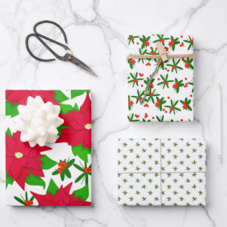 Feuille De Papier Cadeau Poinsettia & Red Berry Festive Mexican Christmas