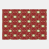 Feuille De Papier Cadeau Poinsettias blanches sur Arrière - plan rouge (Devant 2)