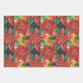 Feuille De Papier Cadeau Poinsettias de Noël (Devant)