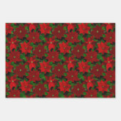 Feuille De Papier Cadeau Poinsettias de Noël mixtes (Devant 3)