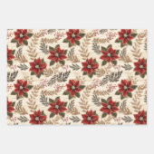 Feuille De Papier Cadeau Poinsettias rouges (Devant)