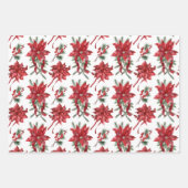 Feuille De Papier Cadeau Poinsettias Rouges Et Vaches (Devant 3)