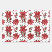 Feuille De Papier Cadeau Poinsettias Rouges Et Vaches (Devant 2)