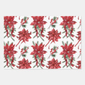 Feuille De Papier Cadeau Poinsettias Rouges Et Vaches (Devant)