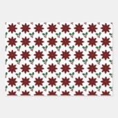 Feuille De Papier Cadeau Poinsettias, Stipples, Birdies - (Devant)