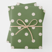 Feuille De Papier Cadeau Point de polka vert et blanc (En situation)
