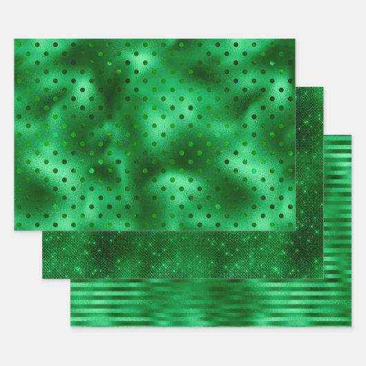 Feuille De Papier Cadeau Point Polka vert (Lot)