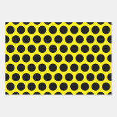 Feuille De Papier Cadeau Pointe Polka Jaune Noir (Devant 2)