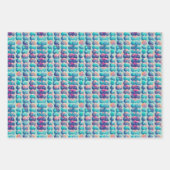 Feuille De Papier Cadeau Points Abstraits dans les tons de Motif bleu (Devant 2)