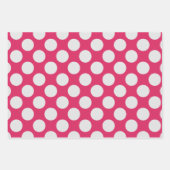 Feuille De Papier Cadeau Points blancs rose chaud (Devant 3)