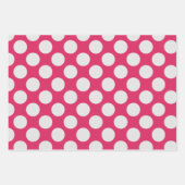 Feuille De Papier Cadeau Points blancs rose chaud (Devant)