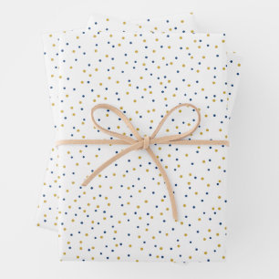 Feuille De Papier Cadeau Points bleu et or