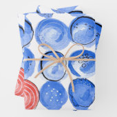 Feuille De Papier Cadeau Points bleus Abstraits (En situation)