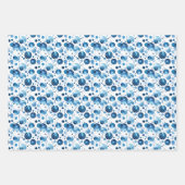 Feuille De Papier Cadeau Points bleus sur fond blanc  (Devant 3)