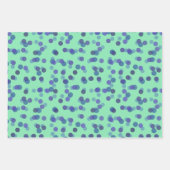 Feuille De Papier Cadeau points bleus, violets et turquoise clair (Devant 2)