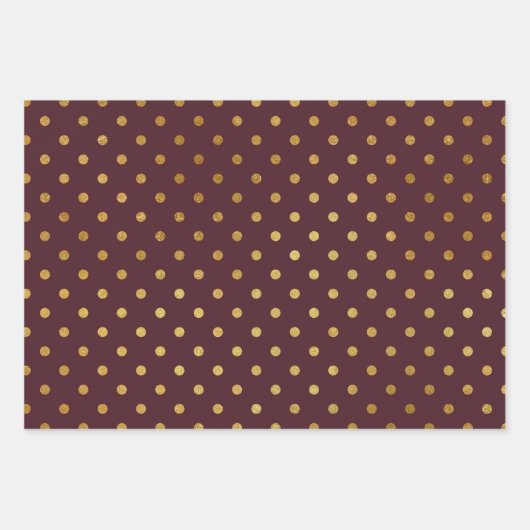 Feuille De Papier Cadeau Points Bourgogne Glitzy Gold Glam (Devant 3)