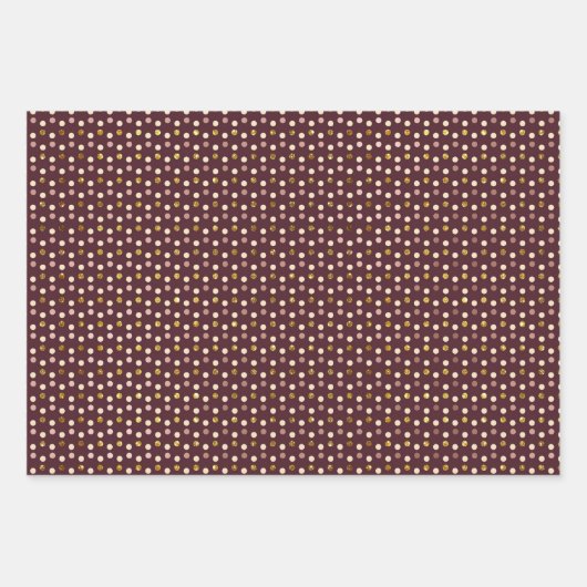 Feuille De Papier Cadeau Points Bourgogne Glitzy Gold Glam (Devant 2)