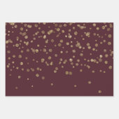 Feuille De Papier Cadeau Points Bourgogne Glitzy Gold Glam (Devant)