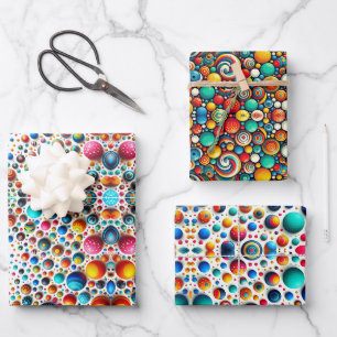 Feuille De Papier Cadeau Points colorés Abstraits