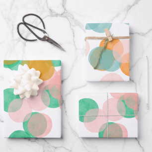 Feuille De Papier Cadeau Points Confetti colorés mignons Aquarelle Abstrait