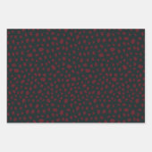 Feuille De Papier Cadeau Points Crimson bio sur Vert foncé (Devant)