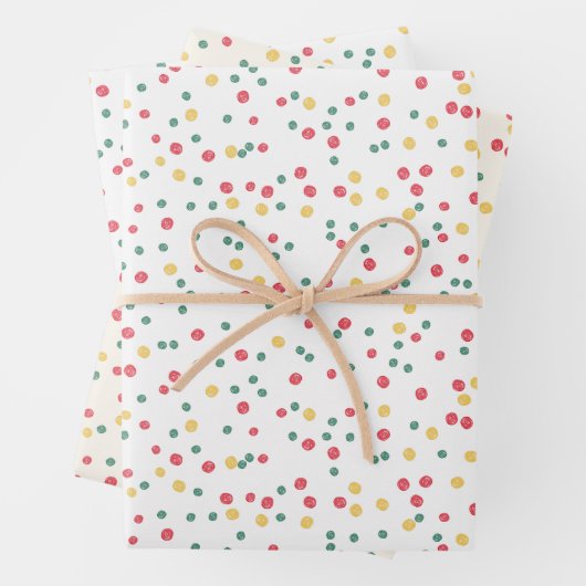 Feuille De Papier Cadeau Points de Confettis Colorés (En situation)
