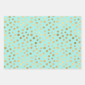 Feuille De Papier Cadeau Points dorés sur fond menthe (Devant 2)