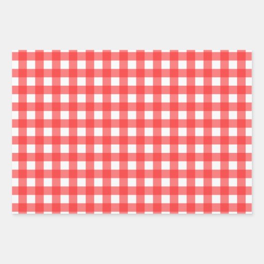 Feuille De Papier Cadeau Points En vichy blanc rouge framboise (Devant)