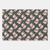 Feuille De Papier Cadeau Points floraux gris-bleu rose rose (Devant 3)