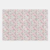 Feuille De Papier Cadeau Points floraux gris-bleu rose rose (Devant 2)