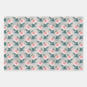 Feuille De Papier Cadeau Points floraux gris-bleu rose rose (Devant)