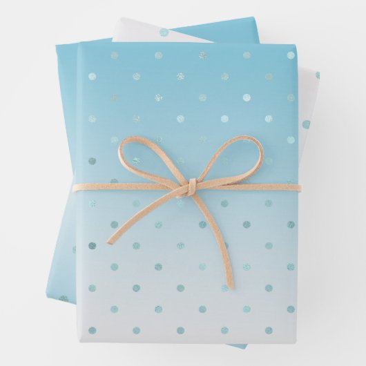 Feuille De Papier Cadeau Points Glam Girly Aqua (En situation)