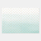 Feuille De Papier Cadeau Points Gold Confetti Aqua Mint (Devant)