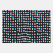Feuille De Papier Cadeau Points Pastel Printemps sur Noir (Devant 3)