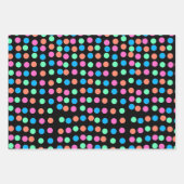 Feuille De Papier Cadeau Points Pastel Printemps sur Noir (Devant)