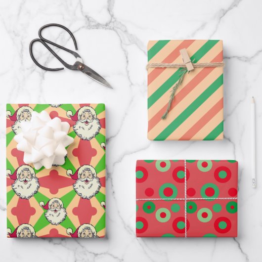Feuille De Papier Cadeau Points père Noël Retro Lines Noël (Recto)