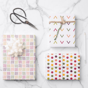 Feuille De Papier Cadeau Points polka   Os à souhaits   Lignes tissées - 