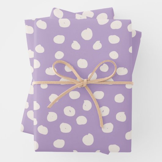 Feuille De Papier Cadeau Points Posters de animaux pourpres (En situation)