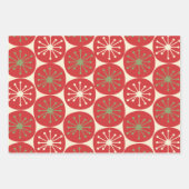 Feuille De Papier Cadeau Points rétro de l'âge atomique en Crème rouge vert (Devant 3)