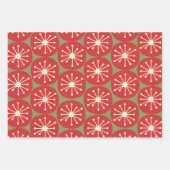 Feuille De Papier Cadeau Points rétro de l'âge atomique en Crème rouge vert (Devant)