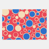 Feuille De Papier Cadeau Points Rouge Et Bleu Sur Rouge (Devant)